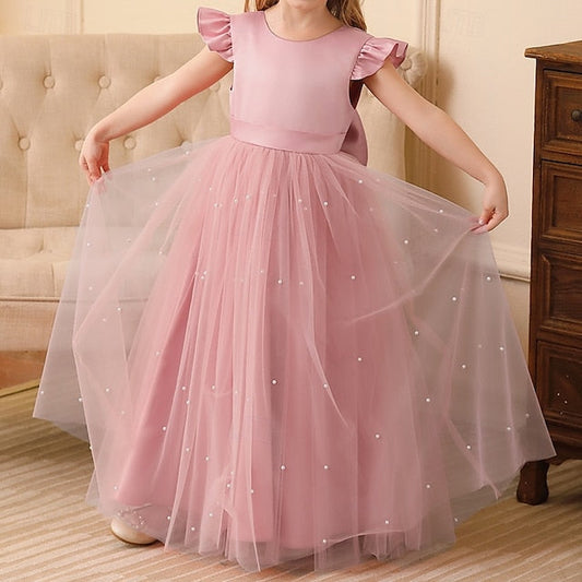 Girl Solid Kids Flower Dress Color Girls' Party FashionChic