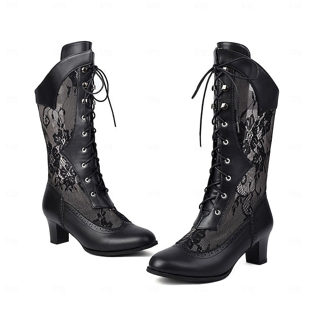 Lace Boots Women's Victorian-Style White Lace-Up with FashionChic