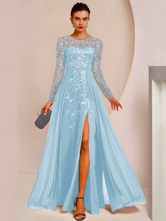 the Bride Mother Elegant Guest of Dress Jewel Wedding A-Line FashionChic