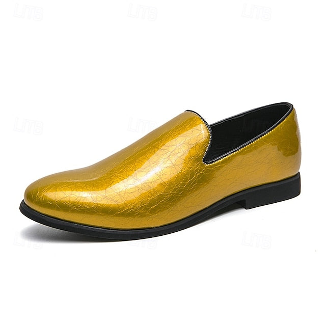 Slip-On Loafers Men's Metallic Shiny Gold – Fashionable FashionChic