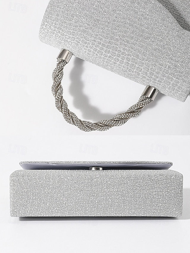 Glitter Rhinestone – with Handle Silver Handbag Women's FashionChic