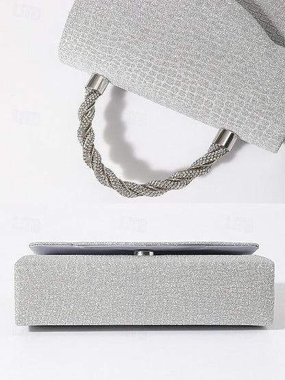 Glitter Rhinestone – with Handle Silver Handbag Women's FashionChic