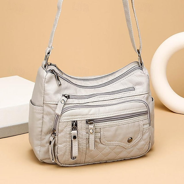 Leather Multiple Women's with Bag Quilted Crossbody Faux FashionChic