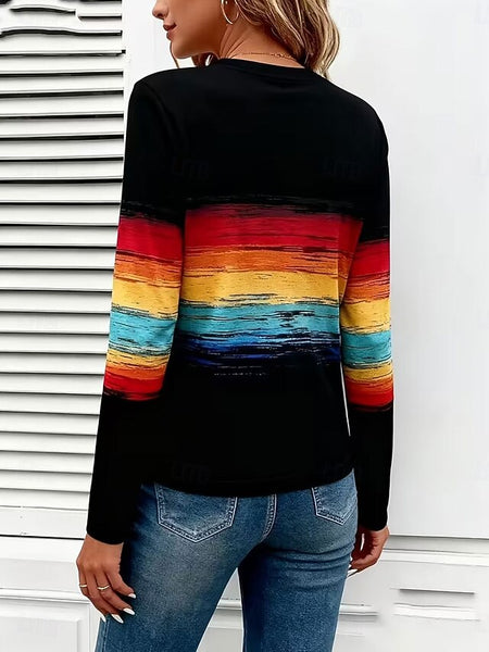 Women's T Shirt Graphic Striped Vintage Stylish Classic FashionChic