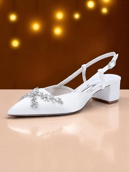 Women's Satin Heels Black Slingback FashionChic