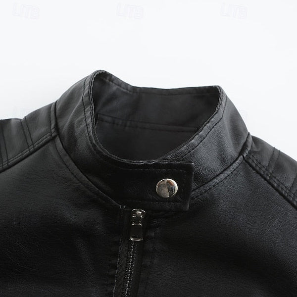 Comfortable Zipper Jacket Leather Faux Pocket Women's FashionChic