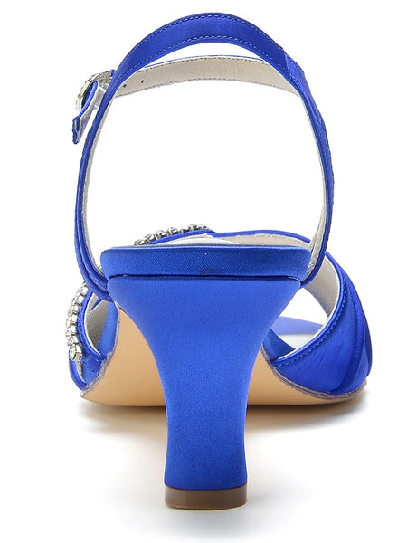 Women's Rhinestone Sandals Heeled Satin Navy – Blue FashionChic