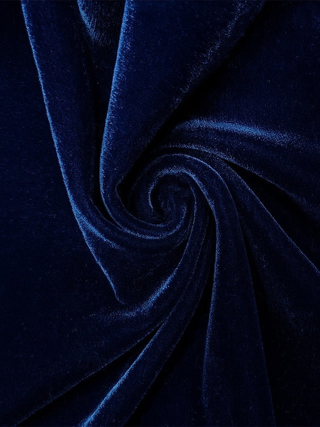 A-Line Dress Blue Cocktail Burgundy Elegant Velvet Dresses FashionChic