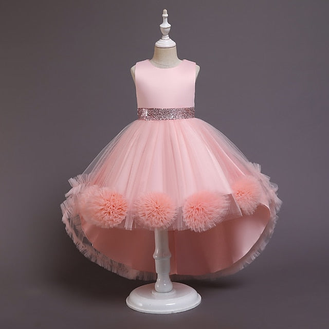 Girl Kids Girls' Flower Colored Solid Short Dress FashionChic