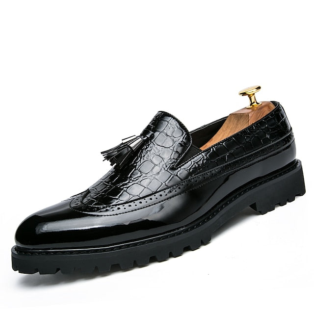 - Red Pattern and Loafers Crocodile Men's Stylish Black FashionChic