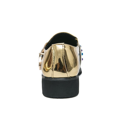 – Metallic Buckle Dress Men's Shoes Pink Fashion Loafers FashionChic