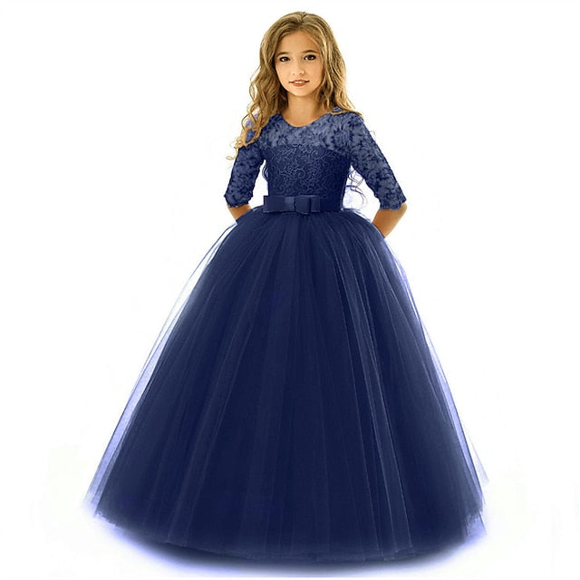 Wedding Flower Colored Girls' Girl Solid Dress Kids FashionChic