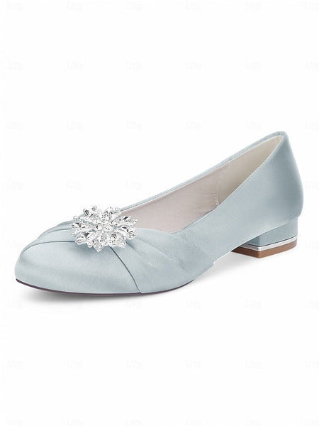 Elegant Flats White – Satin Wedding Women's Crystal FashionChic