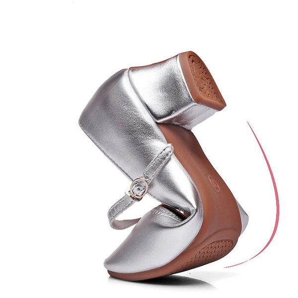 Dance Jane Low Women's Gold Mary with Shoes Heel Buckle FashionChic