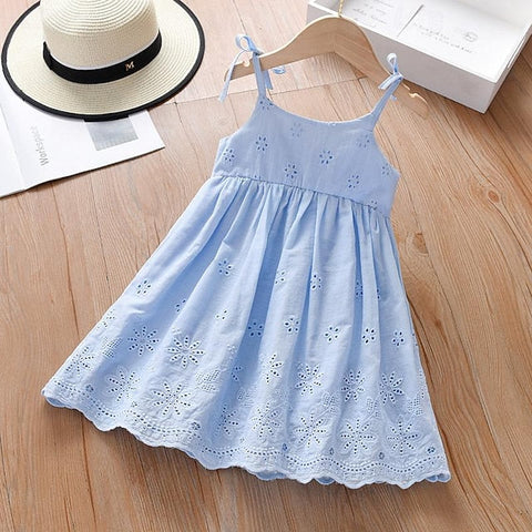 Princess Sleeveless Kids Dresses Color Solid Cotton Summer FashionChic