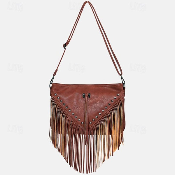 Style Leather with Women's Fringe Crossbody Bohemian Bag FashionChic