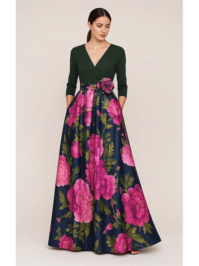the Print Gown of Mother A-Line Bride Elegant Evening Floral FashionChic