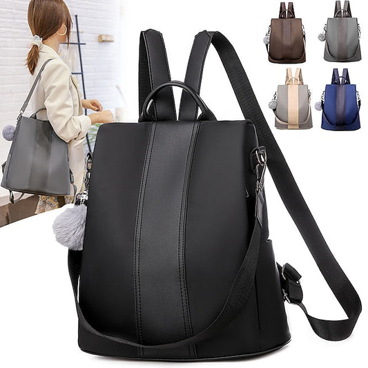Convertible Pom Backpack Faux Purse Leather with Women's FashionChic