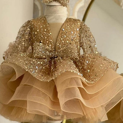 Length 3/4 Girls' Color Sleeve Kids Solid Dress Party FashionChic