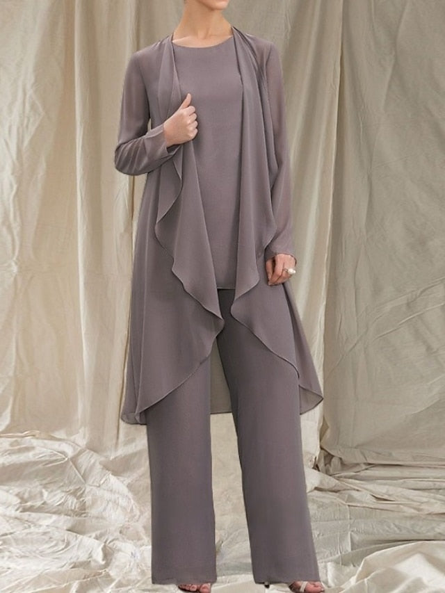 Pantsuit of Mother Piece Guest 3 Bride Elegant Wedding the Dress FashionChic