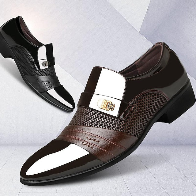 Dress Faux Patent Slip-On – Loafers Leather Formal Men's FashionChic