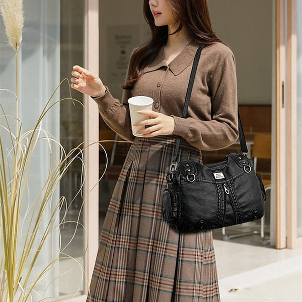 Boston Leather Handbag Shoulder Bag Women's Hobo PU FashionChic