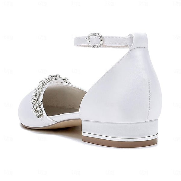 Elegant Pointed Wedding Satin Women's – White Flats Toe FashionChic