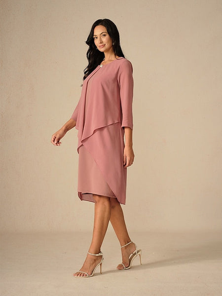 Women's Evening Dress Cape Sleeve Knee-Length Elegant Green FashionChic