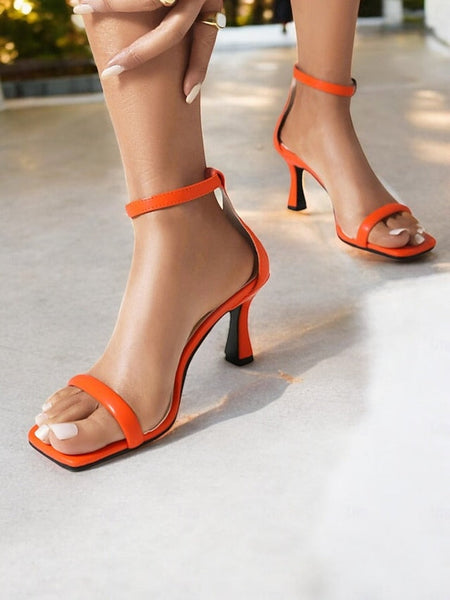Sleek - Ankle Minimalist Strap Green Women Mid-Heel Sandals for FashionChic