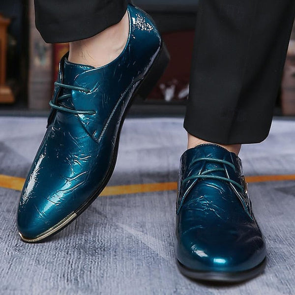 Dress – Purple Shoes Men's Lace-Up Bold Patent Shiny FashionChic