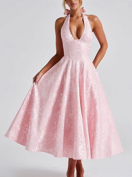 A-LineDress Jacquard Dress Semi Formal Cocktail Dress Wedding