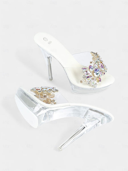 Clear Platform – Rhinestone Embellished Heels Women's FashionChic