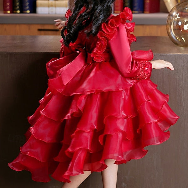 Flower Wedding Kids Long Party Special Girls' Dress Sleeve FashionChic