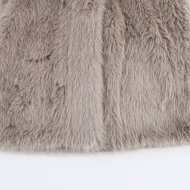Comfortable Warm Coat Fur Women's Buttons Pocket Faux FashionChic