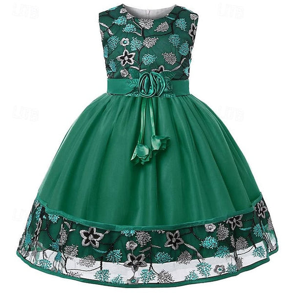 Dress Girls' Girl Flower Party Sleeveless 3D FashionChic