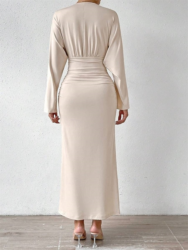of Mother Dress Bride Floor Neck V the Length Elegant FashionChic