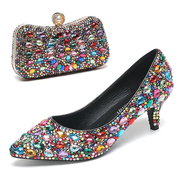 Kitten Women's Matching Crystal-Embellished Shoes Heel and FashionChic