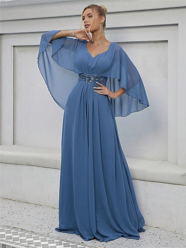 Mother V of Floor the Neck Bride Party Dress Elegant FashionChic
