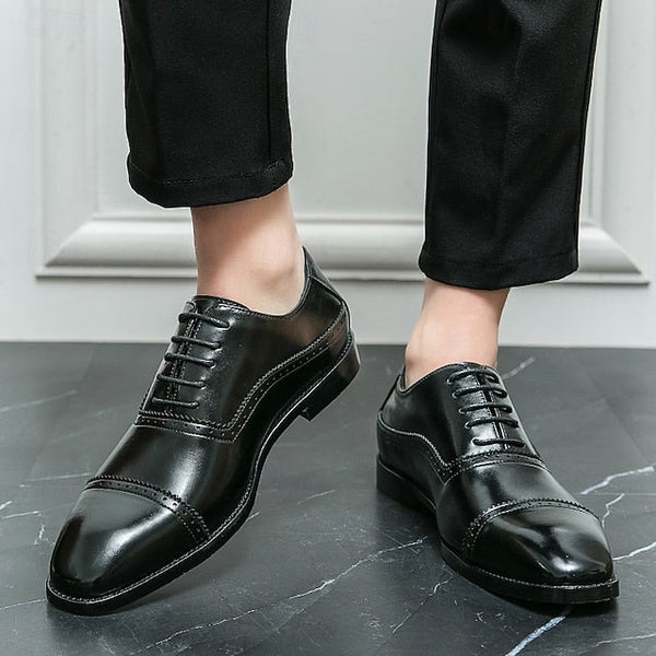 Classic Oxford – Leather Brown Shoes Men's Faux Brogue FashionChic