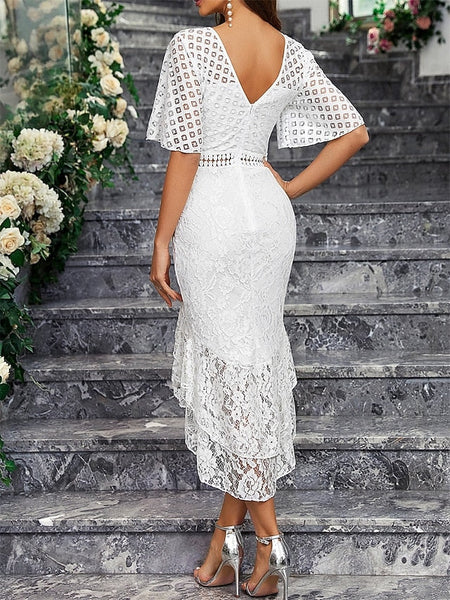 Elegant the Neck Bride Mother of Simple Crew Party Dress FashionChic