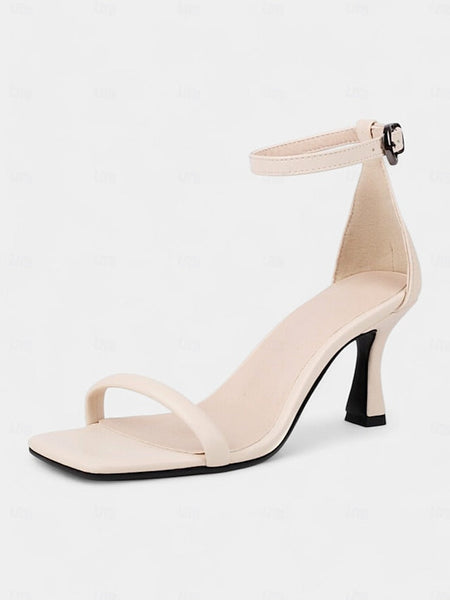 Sleek - Ankle Minimalist Strap Green Women Mid-Heel Sandals for FashionChic