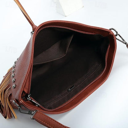 Style Leather with Women's Fringe Crossbody Bohemian Bag FashionChic