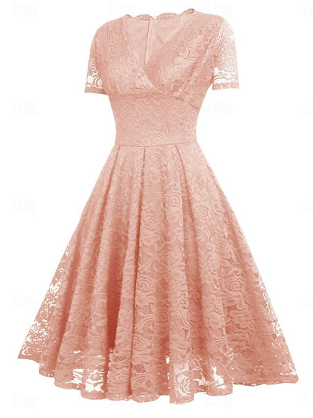 Women's Midi Dress Lace Dress Cocktail Dress Wedding Guest FashionChic