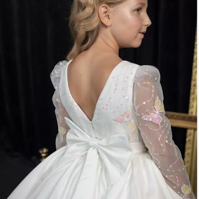 Girls' First Communion Girl Kids Dress Flower Party FashionChic