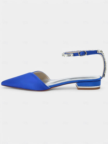 Black Chic Crystal-Ankle Shoes with Satin Strap – Wedding FashionChic
