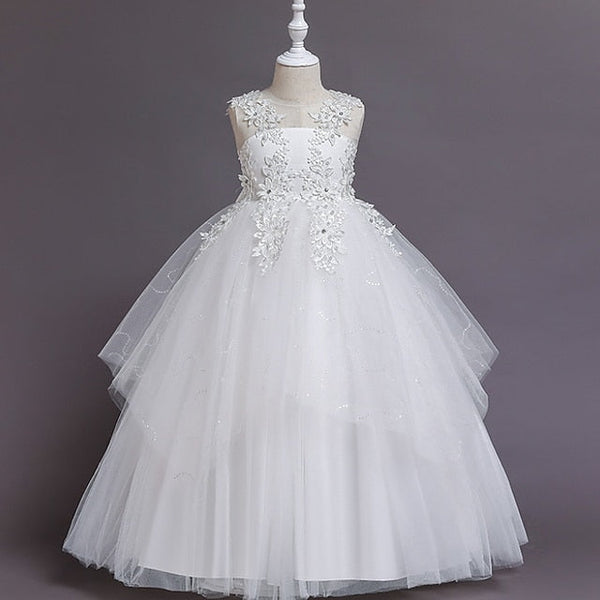 Floral Kids Line Colored Solid Girls' A Dress FashionChic