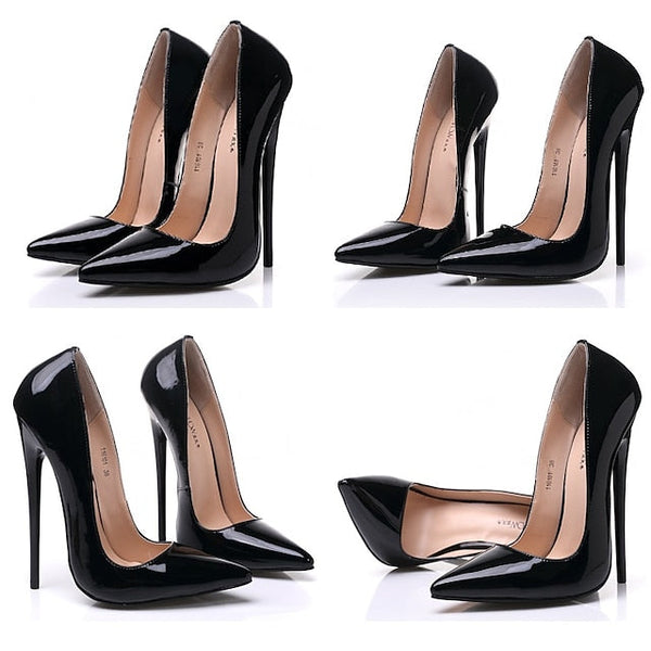 - Leather Sexy Stiletto Black Women's High Heels Patent FashionChic