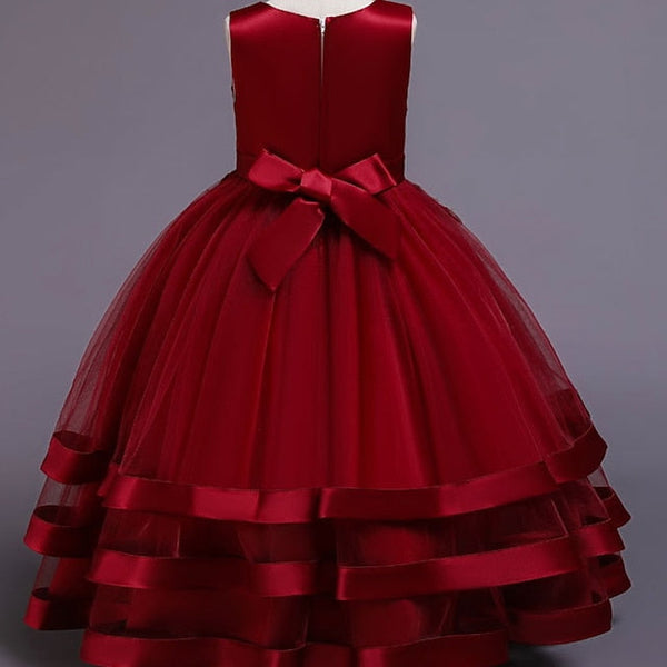 Girls' Wedding Kids Colored Party Dress Solid Sleeveless FashionChic