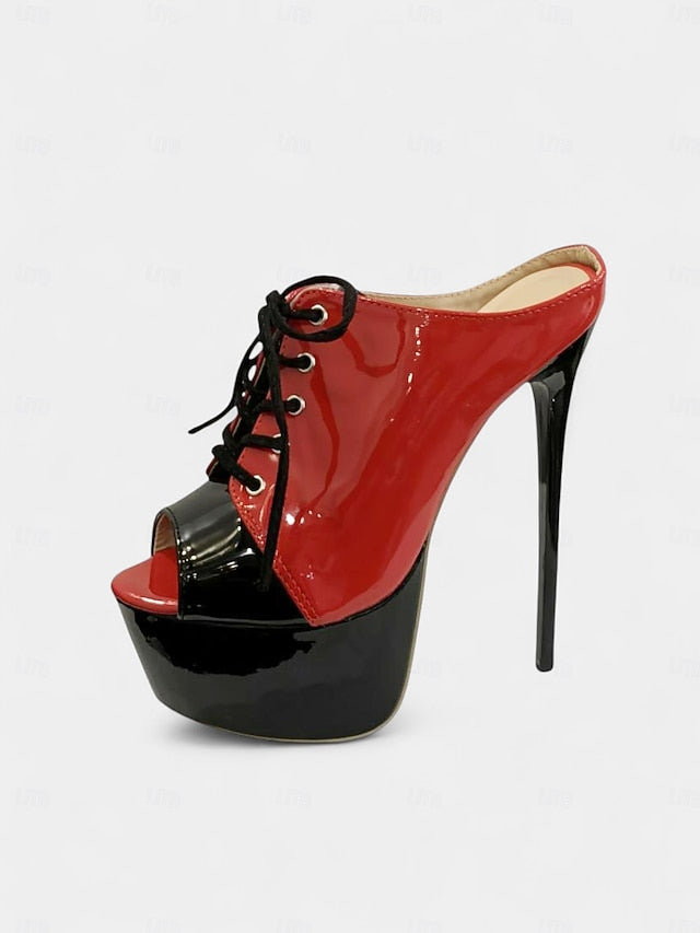 Red Platform Stiletto Women's Leather Black Patent and FashionChic