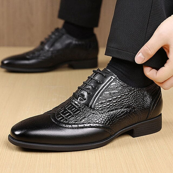 Pattern – Shoes Leather Faux Brown Men's Oxford Crocodile FashionChic